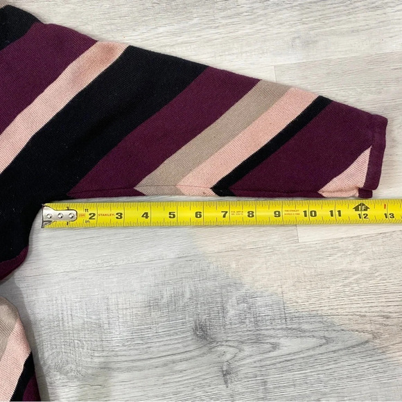 TanJay Wide Striped Metallic Purple 3/4 Sleeve Sweater Size M - Picture 9 of 12